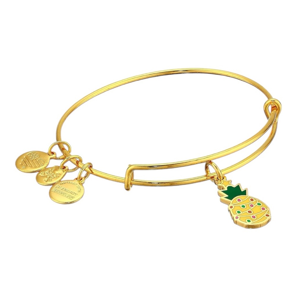 Alex and Ani Gold Christmas Pineapple Charm Bangle